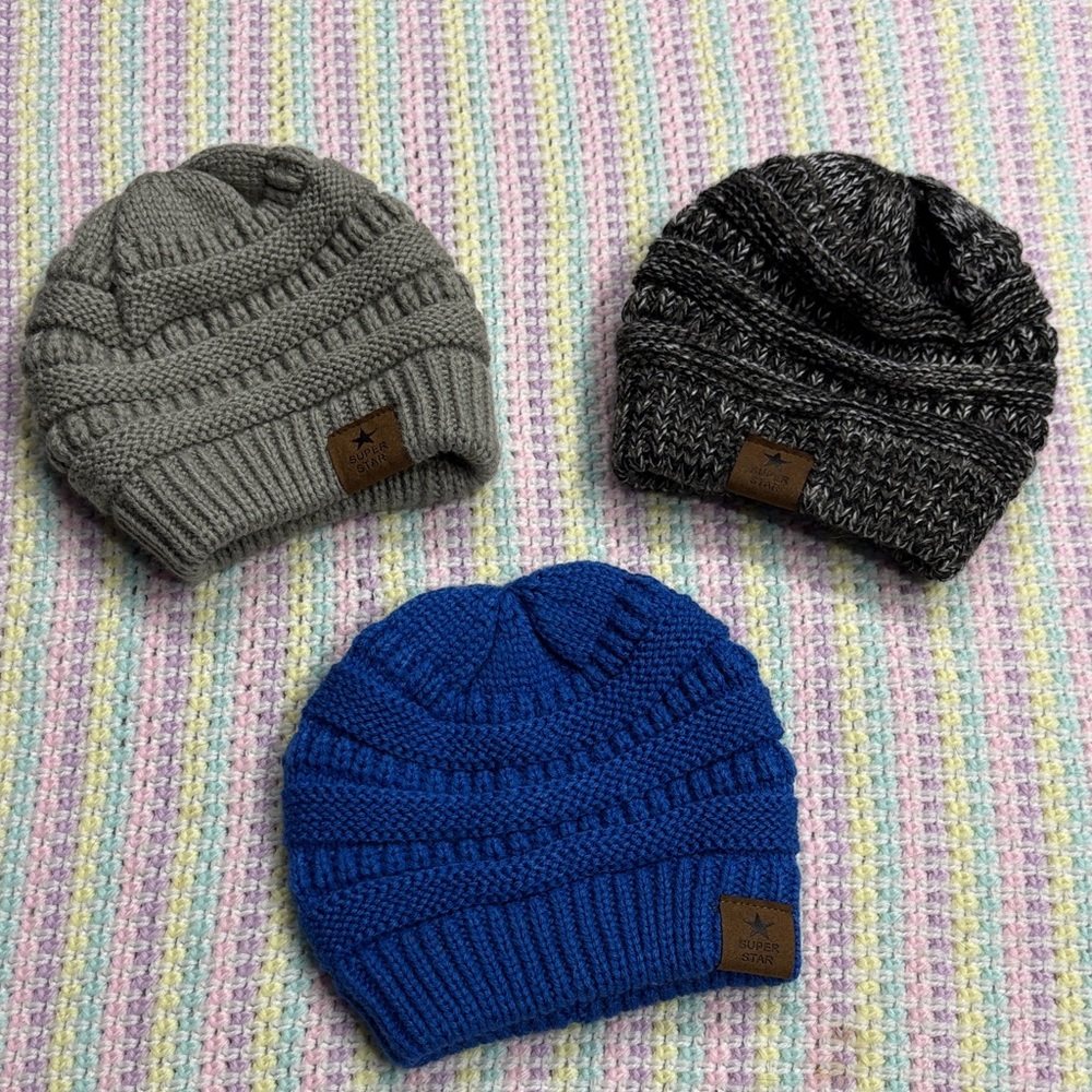 Super Star Soft Warm Knitted Baby Hats Infant Toddler Beanies for Boys Girls Set
